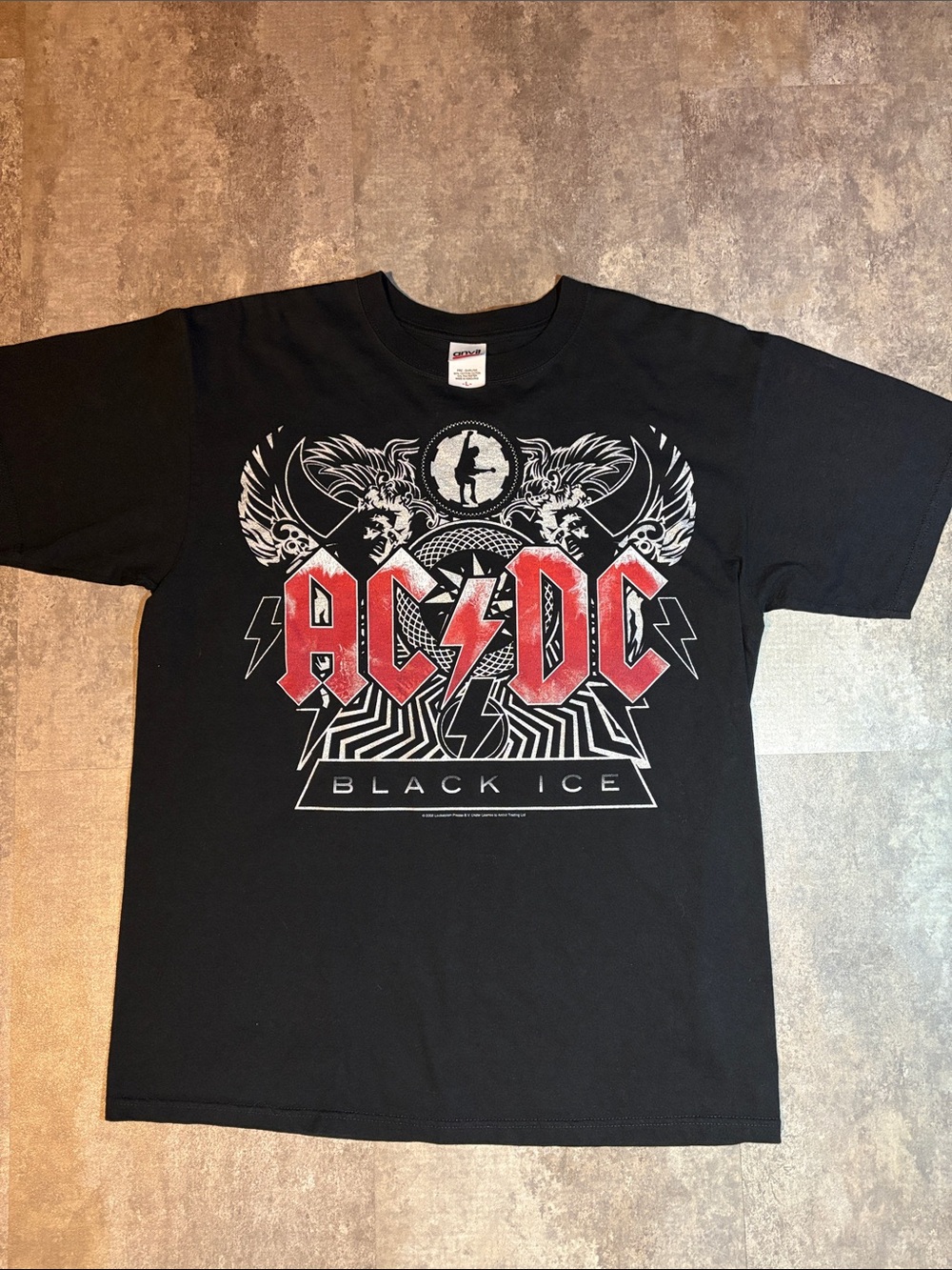 AC/DC Black Ice Tee with Red Logo and White Graphic 2008 Large